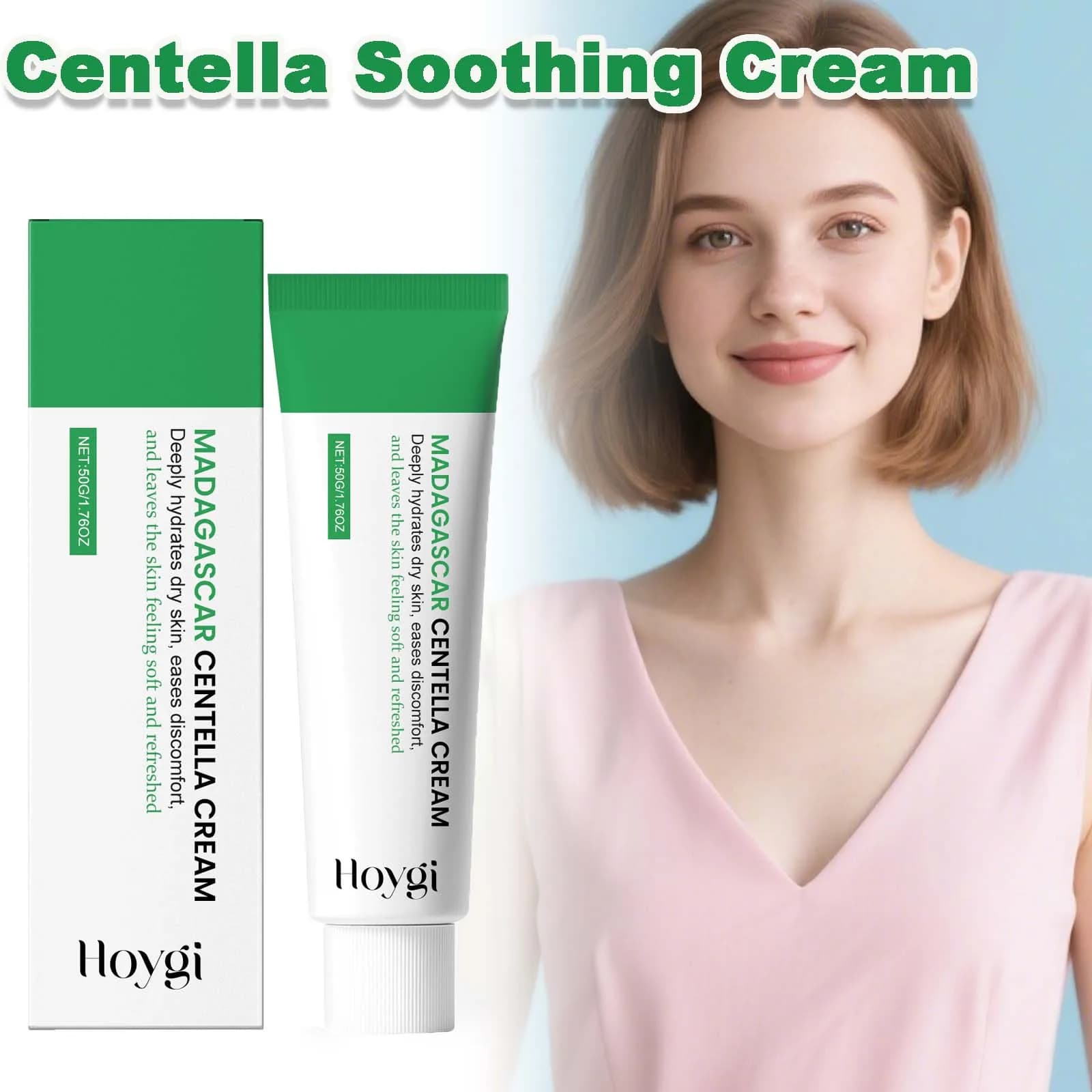 Crema lenitiva Centella con ceramide e B5 Crema idratante riparatrice per il viso Crema lenitiva per alleviare il rossore per pelli sensibili e secche