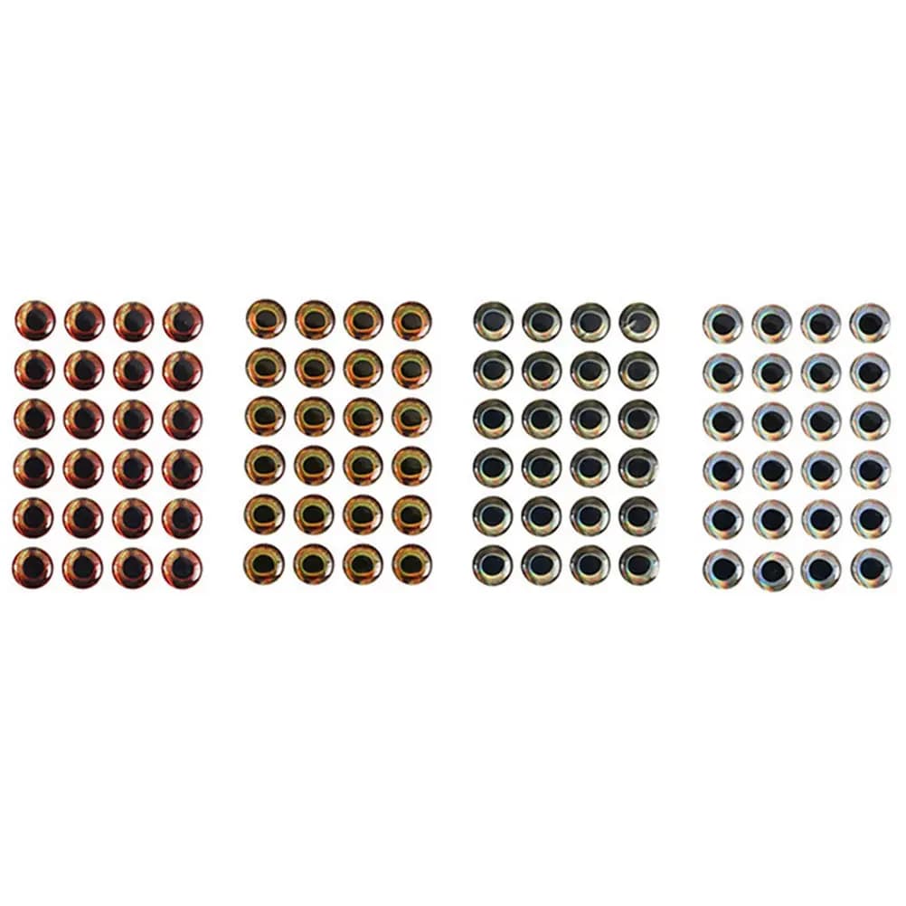 20 occhi 4D per esche da pesca, 3 mm, olografici artificiali, per la creazione fai-da-te di mosche artificiali, jig e esche a forma di pesce, con pupille adesive nere
