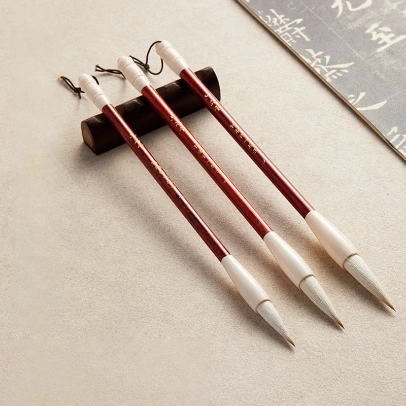 Professional Mixed Weasel Goat Hair Calligraphy Brush Set Large Middle Small Size for Regular Running Official Script Painting
