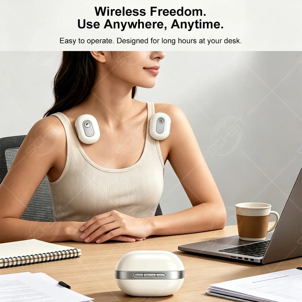 EMS Magic Patch Wireless Muscle Relaxer 4 Modes 12 Intensity Levels Charging Case 2 Electrode Pads Portable for Office Home Gym
