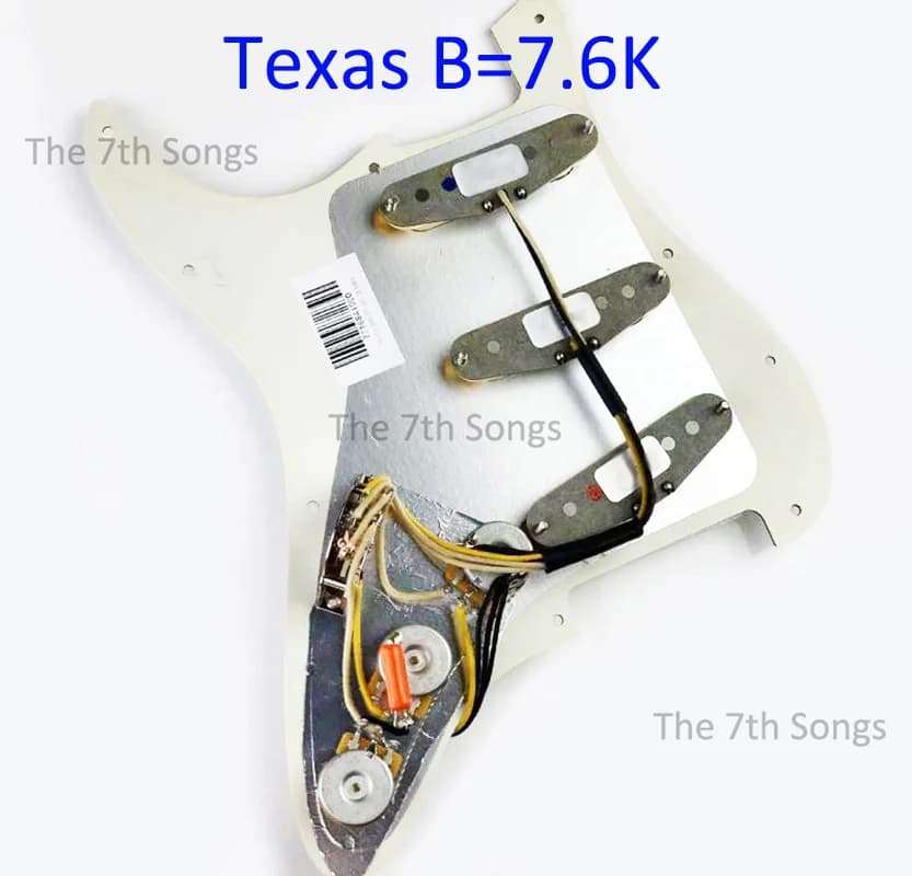 Pickguard for Guitar ST Texas Blues Bridge 7.6K / 6.8K Alnico 5 SSS with Pickup Pre-wired Fibre Grey / Black
