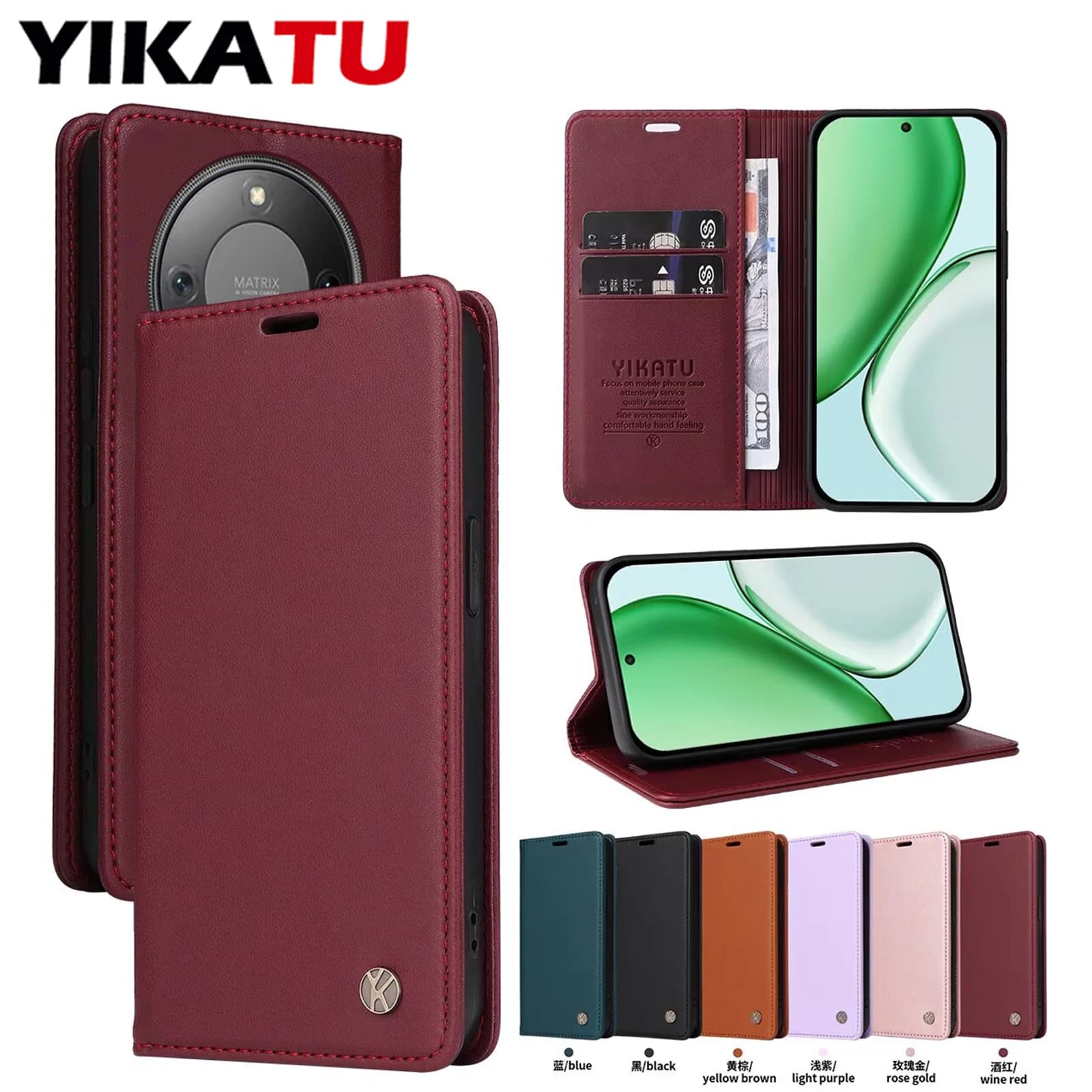 Kickstand Flip Wallet Leather Case For Huawei Mate 60 Plus 20 Lite 10 Pro Maimang 7 6 Enjoy 9 8E 7S 50 Pro Magic 8 7 6 5 4 Cover