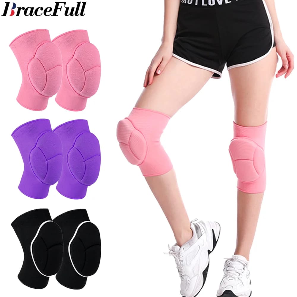 1 pair of anti-slip knee brace soft compression sleeve for volleyball basketball racing football cycling woman man