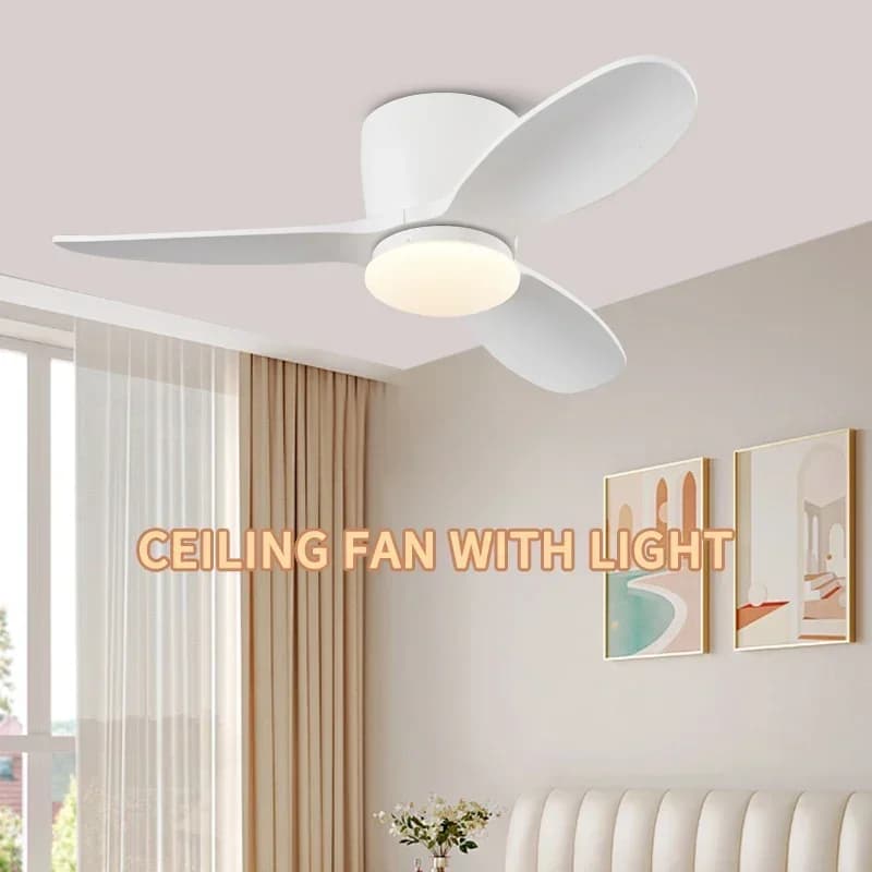 Ventilatore da soffitto moderno a LED da pavimento basso con telecomando, soggiorno, camera da letto, sala da pranzo, lampada a sospensione silenziosa per ventilatore da soffitto