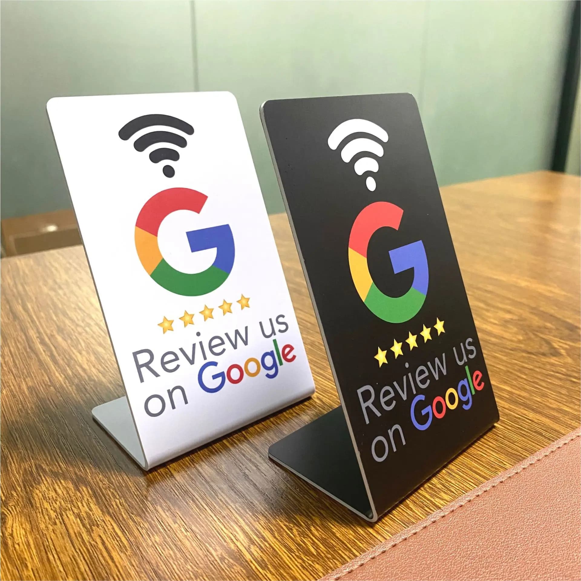 Cartello da Tavolo NFC Programmabile per Recensioni Google, Espositore Pieghevole con Connessione Touch per Promozione del Marchio e Recensioni Aziendali
