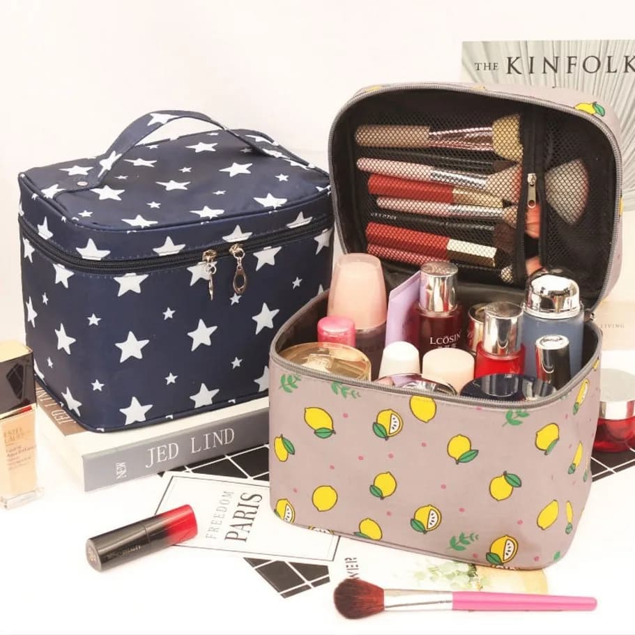 Women's Waterproof Portable Makeup Bag High Capacity Toiletry Bag Storage Organizer Cosmetic Case for Washing with Zipper Travel Bag for Beauty