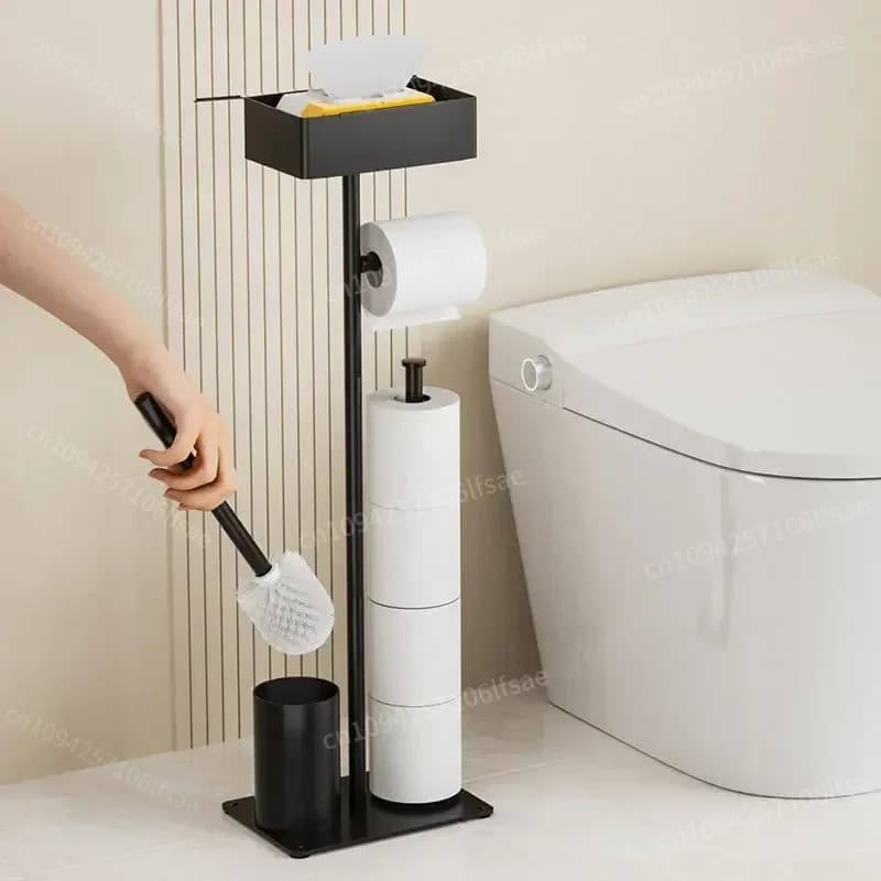 Supporto porta carta igienica da 1 pezzo, porta carta igienica autoportante con ripiano superiore, porta fazzoletti da bagno