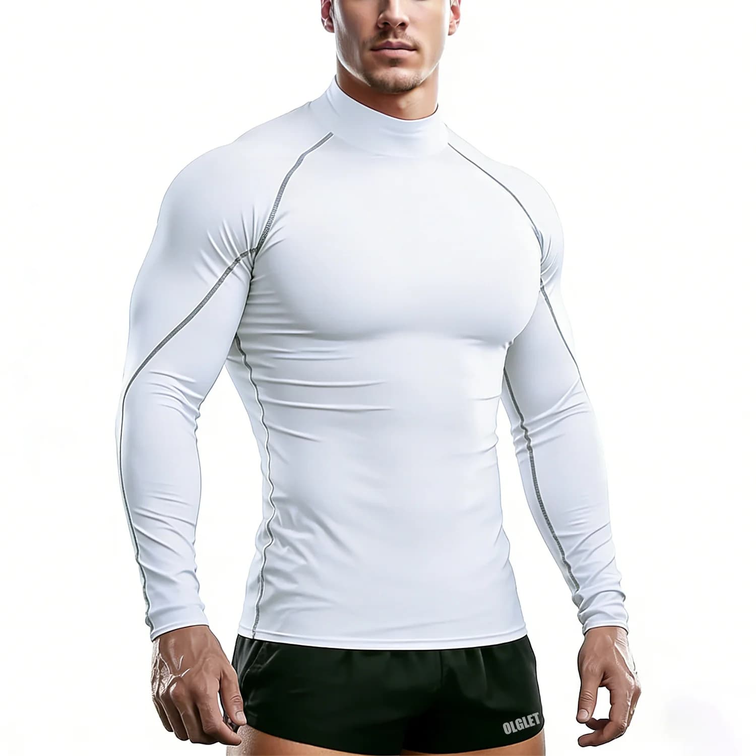 Men's Sports T-shirt Elastic Compression Running Sleeve Long Fitness Athletic Top Gym Training Canopy Sports Clothing