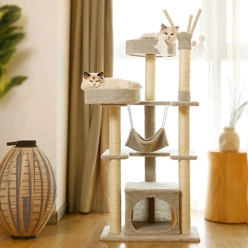 Supplies Cat Tower Scrapers Pet Furniture Hiding House Cat Tower Indoor Post Modern Multi-Level Rascador Gato Things For Cats