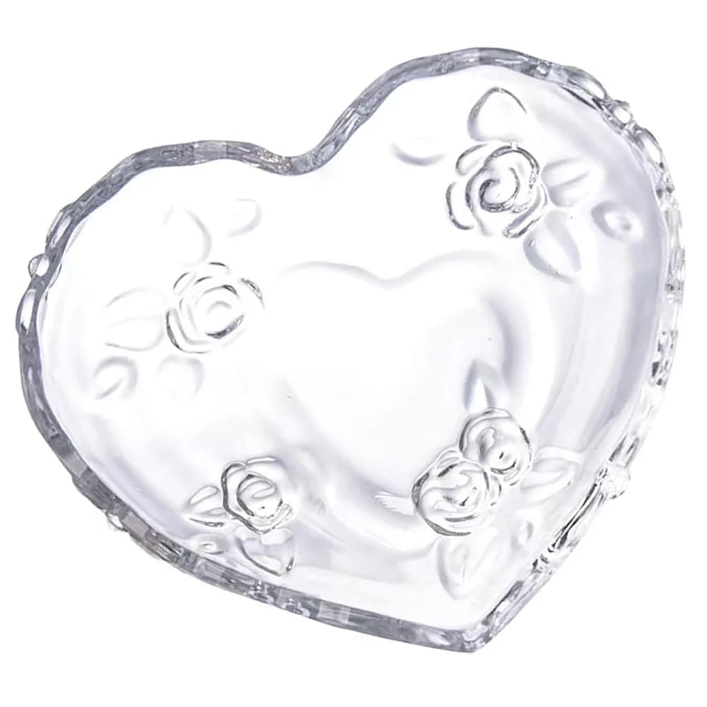 Heart-Shaped Glass Serving Tray for Jewelry Fruit Snacks Dried Food Organizing Desktop Coffee Table Decorative Clear Tray with