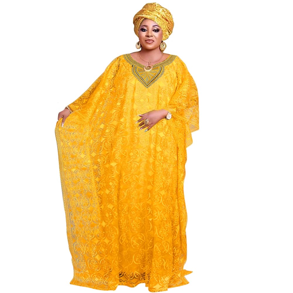 Elegant African Dresses for Women Fashion Muslim Boubou Abaya Robe Dashiki Ankara Lace Dresses Evening Dress Long Caftano Dress