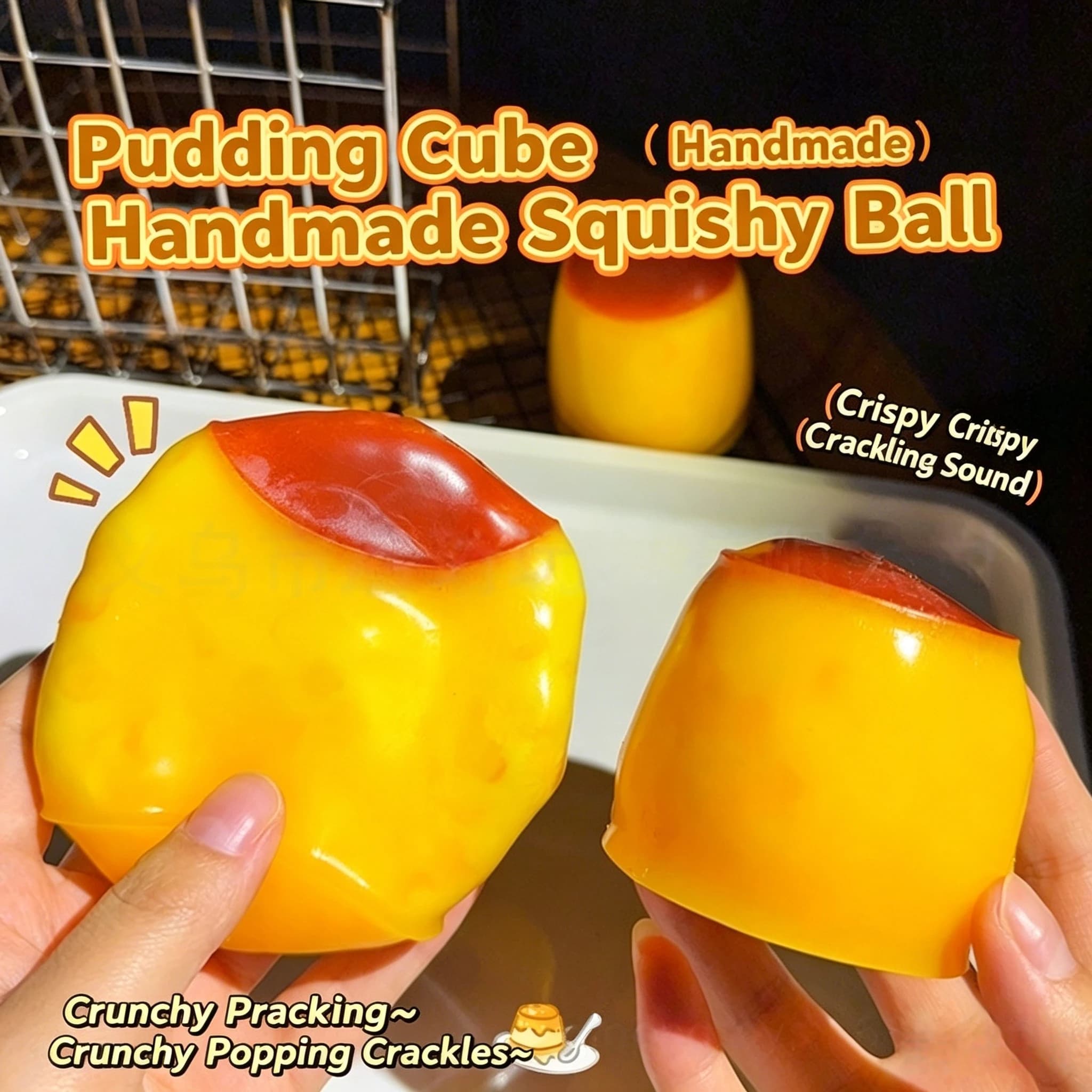 New Crispy Sound Caramel Pudding Squeezing Toy Homemade DIY Handmade Squeeze Ball Non-rebound Stress Relieving Toy for Gift