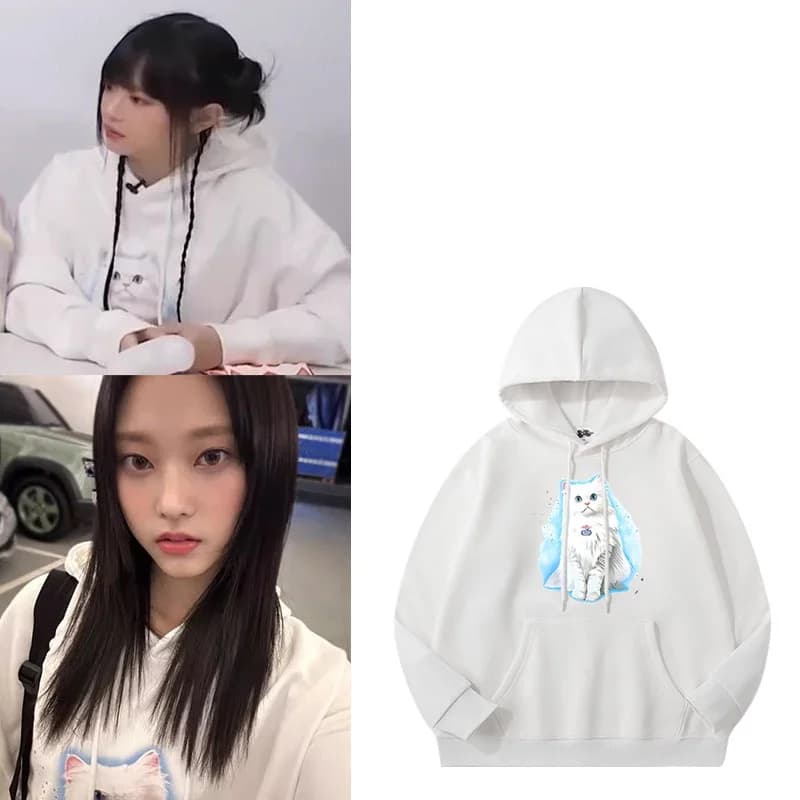 Felpa con Cappuccio Oversize Unisex NewJeans, Foderata in Pile, Stile KPOP, Comoda e Morbida in Fibra di Triacetato, per Primavera, Autunno e Inverno