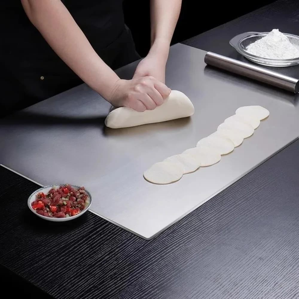 Thickened Stainless Steel Cutting Board Anti-Mold Non-Slip Edge Chopping Board Double-Sided Dough Board Pastries Prep