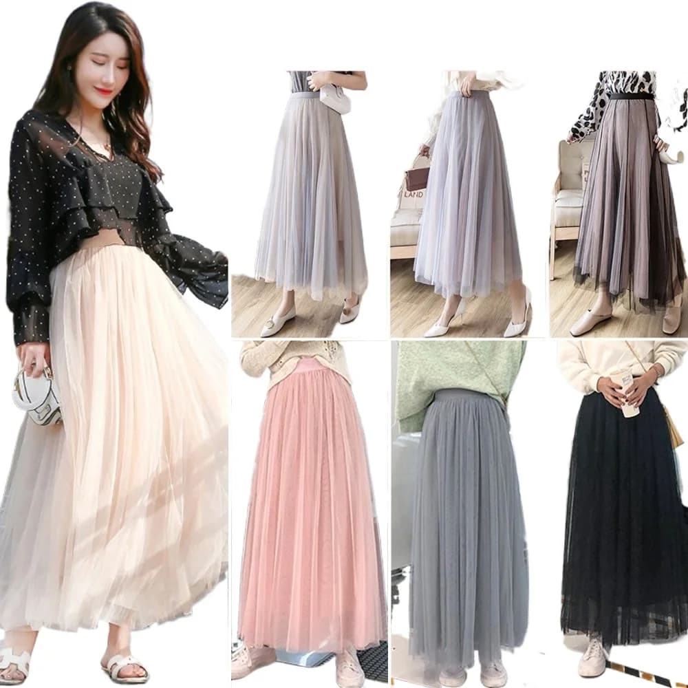 Gonna lunga in rete da donna PRINCESS SKIRT con elastico in vita alta, 68cm-98cm