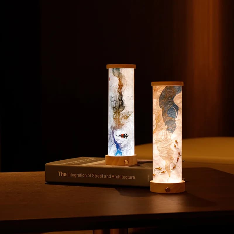 Luce notturna creativa in legno massello in stile orientale per camera da letto, soggiorno, lampada da comodino decorativa antica, ornamenti d'atmosfera