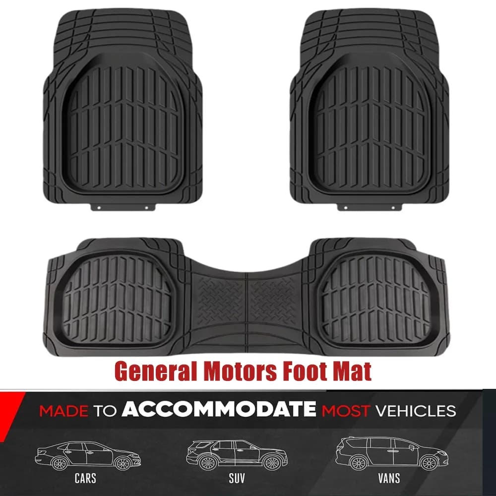 Car PVC Floor Mats Universal 3 Piece Set Anti Slip Waterproof Durable All Weather Rubber Carpet Protection Mat Set For Vehicle