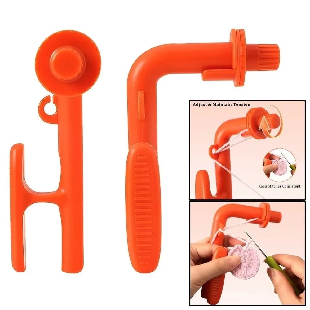 Supporto per Uncinetto Portatile 3-in-1 con Impugnatura Ergonomica in Plastica, Ausilio per Uncinetto, Presa Efficace per Filati, per Progetti Fai-da-Te