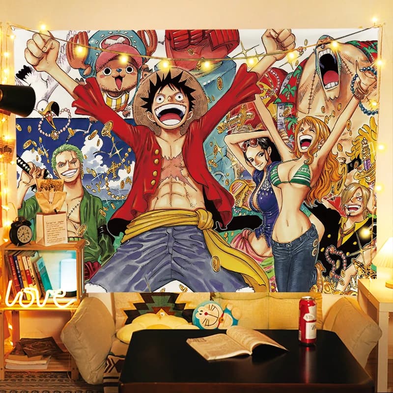 Anime One Piece Luffy Background Fabric Bedroom Room Wall Fabric Decoration Men Room Decoration Celebrity Tapestry Wall Hanging