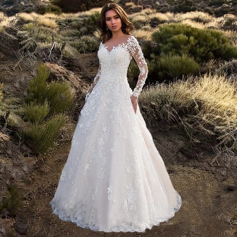 2023 Women's New Lace Dress with Deep V Neck Long Sleeved Dress Long Dress Long Dress Party Dresses