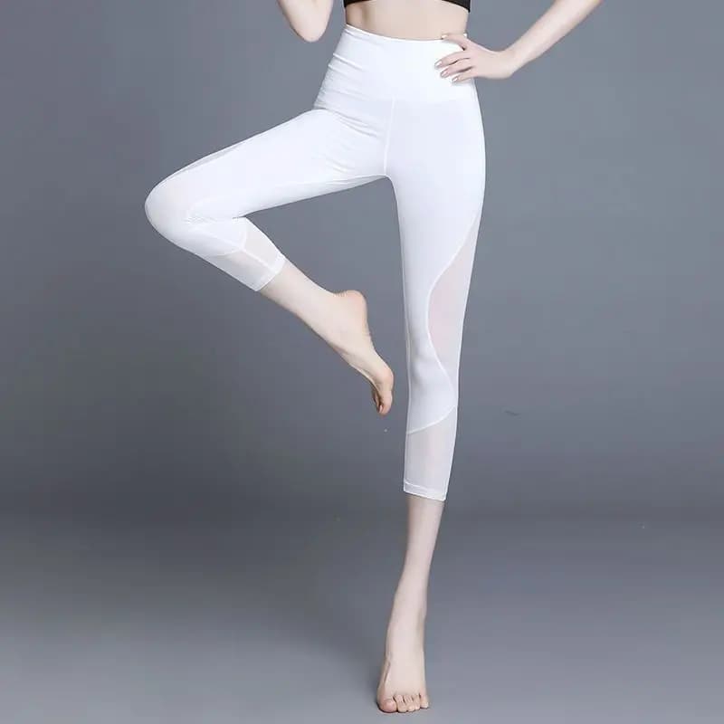 Thin Yoga Pants Women Wearing Gym Running Sports Leggings High Waist Stretch Peach Buttocks Fitness Cropped Pants
