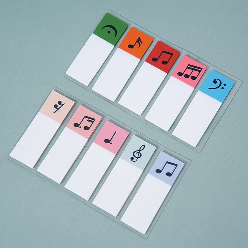 100 pezzi adesivi colorati note note musicali trasparenti schede indice autoadesive nota adesiva materiale scolastico per ufficio di cancelleria