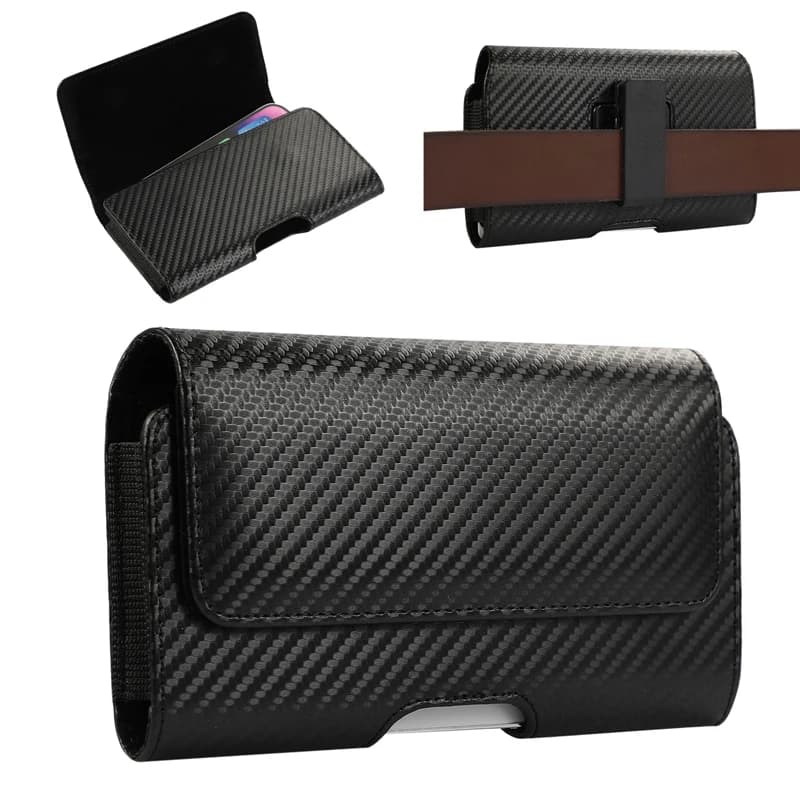 Nuova pelle PU universale 360 ° Custodia per telefono con rotazione per telefoni cellulari da 5,2"-7" con marsupi a ribalta Borsa per telefono con clip da cintura