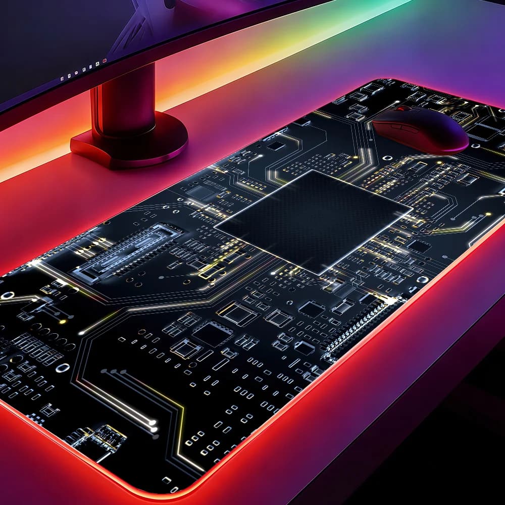 Tappetino per Mouse con Circuito Meccanico Interno, Tappetino da Gioco LED, Tappetini da Tavolo Micro USB Retroilluminati in Gomma RGB, Tappetini da Scrivania XXL