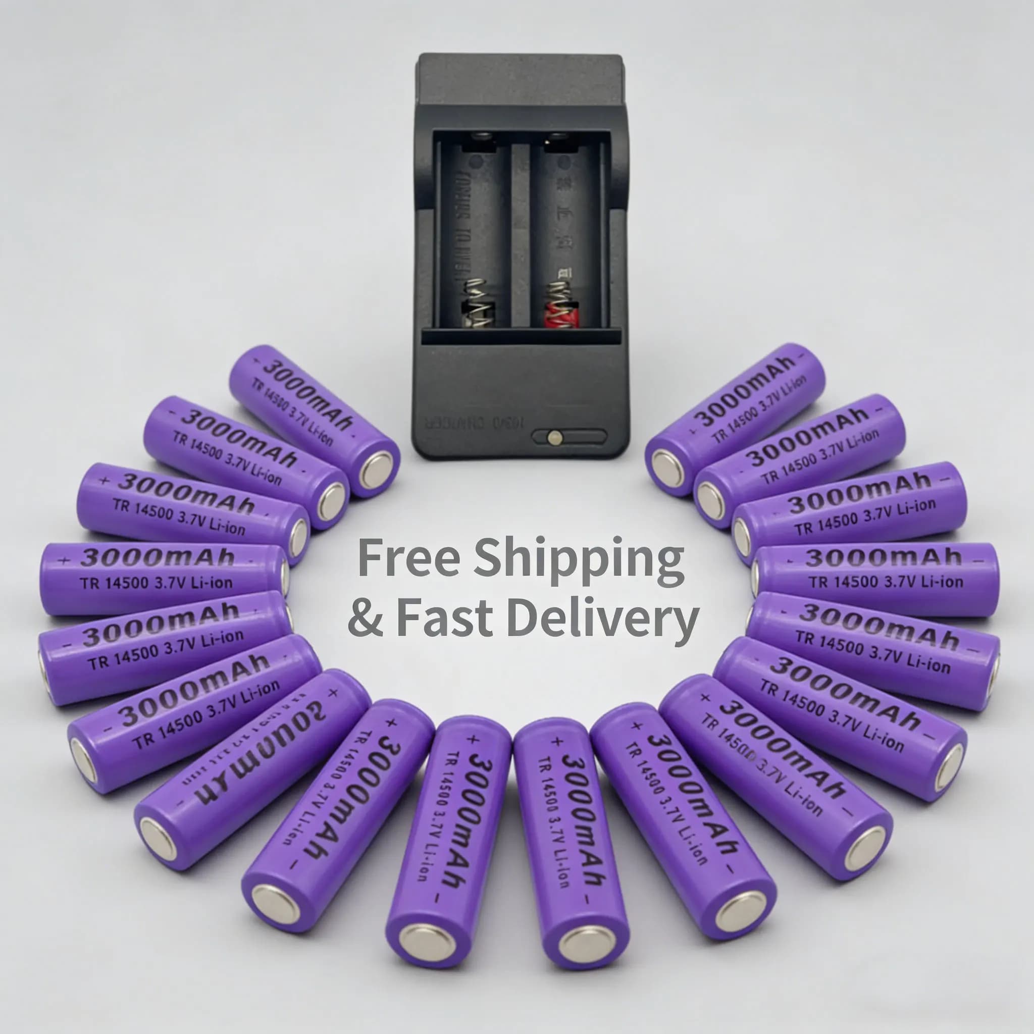 Batteria al Litio AA 14500 3.7V 3000mAh Ricaricabile Li-ion ad Alta Potenza per Radio, Microfoni, Giocattoli Elettrici