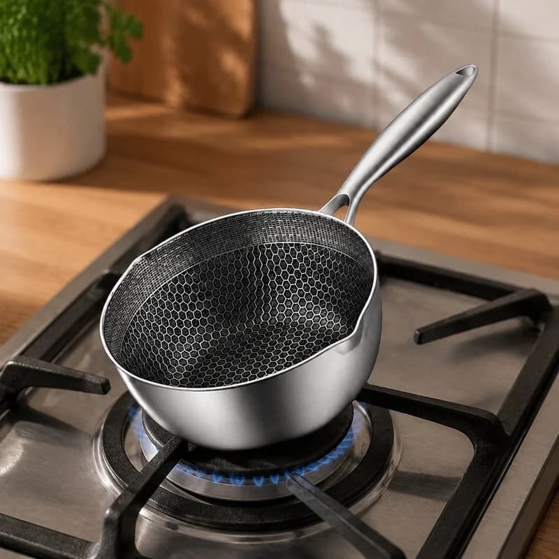 Heavy-Duty Stainless Steel Fryer Pan for Deep Frying Fish, Chicken, Fries, and Warming Milk