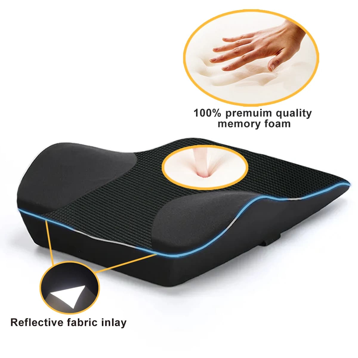 Cuscino lombare pieghevole in memory foam ergonomico a rimbalzo lento Cuscino di supporto per la schiena Cuscino per la vita per sedia da ufficio per auto