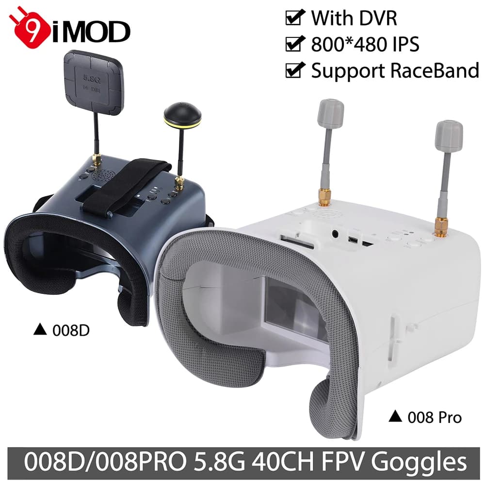 9IMOD 5.8G FPV VR Occhiali 008D 008PRO FPV Occhiali 40CH Ricevitore 4.3 pollici 800x480 IPS FPV Occhiali con DVR per Racing Drone