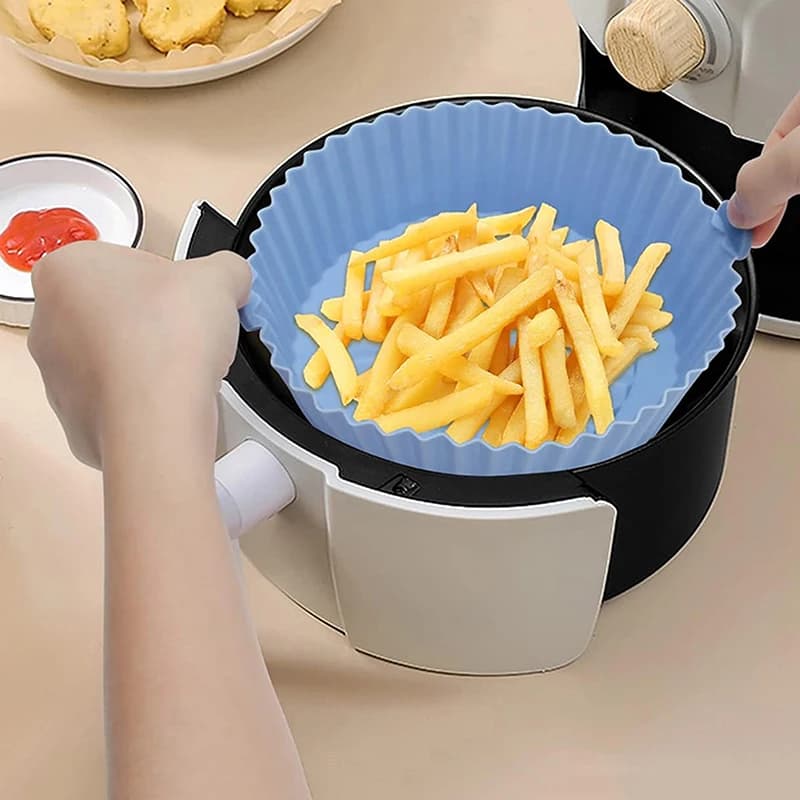 Air Fryer Tray Oven Baking Tray Fried Basket Mat Air Fryer Silicone Pot Replacement Grill Pan Bakeware Pizza Pan