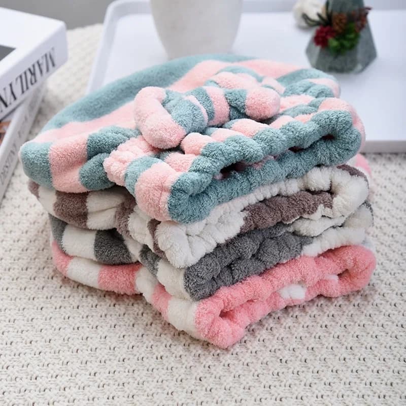 1 pcs Towel for Hair Drying Quick Towel Hair Drying Head for Women Shower Head Striped Model Bathroom Accessories Super Absorbent Hair Covers