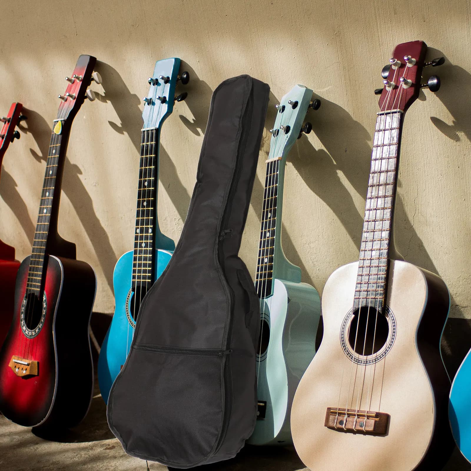 Custodia per Chitarra, Borsa Nera per Strumenti Musicali, Custodie per Ukulele e Chitarre Acustiche con Tracolla