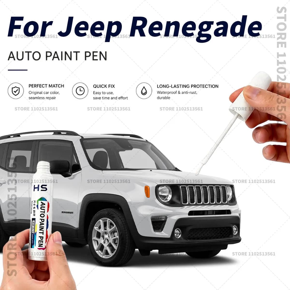 Touch Up Paint Pen Quick Repair Car Scratch Chip Paint Brush For JEEP RENEGADE Jetset blue Green Purple Bikini blue Black Red