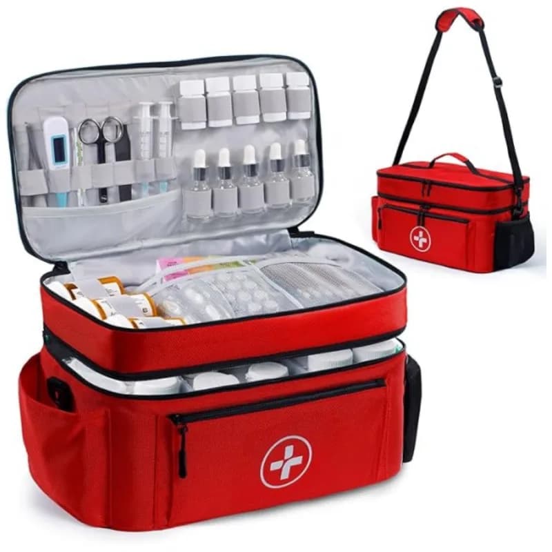 Borsa da viaggio medica multitasche, scatola di pronto soccorso, borsa a tracolla monospalla per riporre medicinali