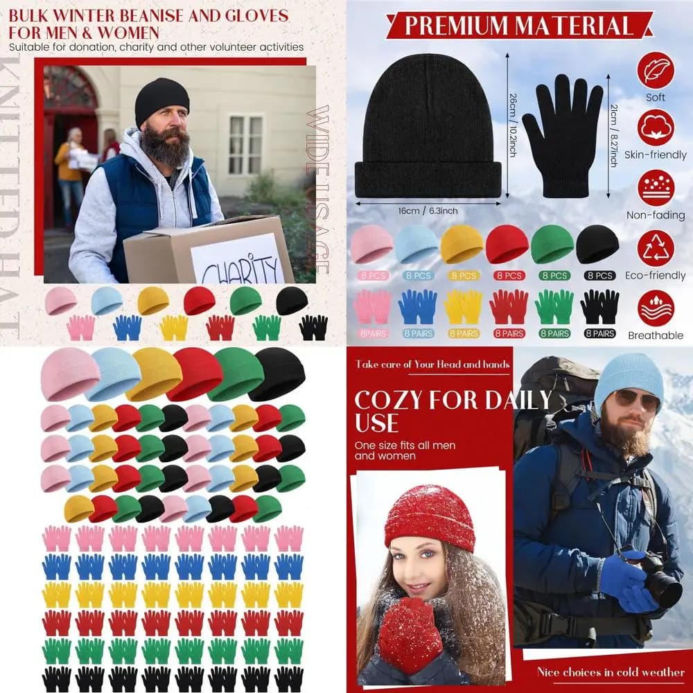 Set berretto e guanti invernali unisex da 96 pezzi per la stagione fredda, ideale per uomini e donne