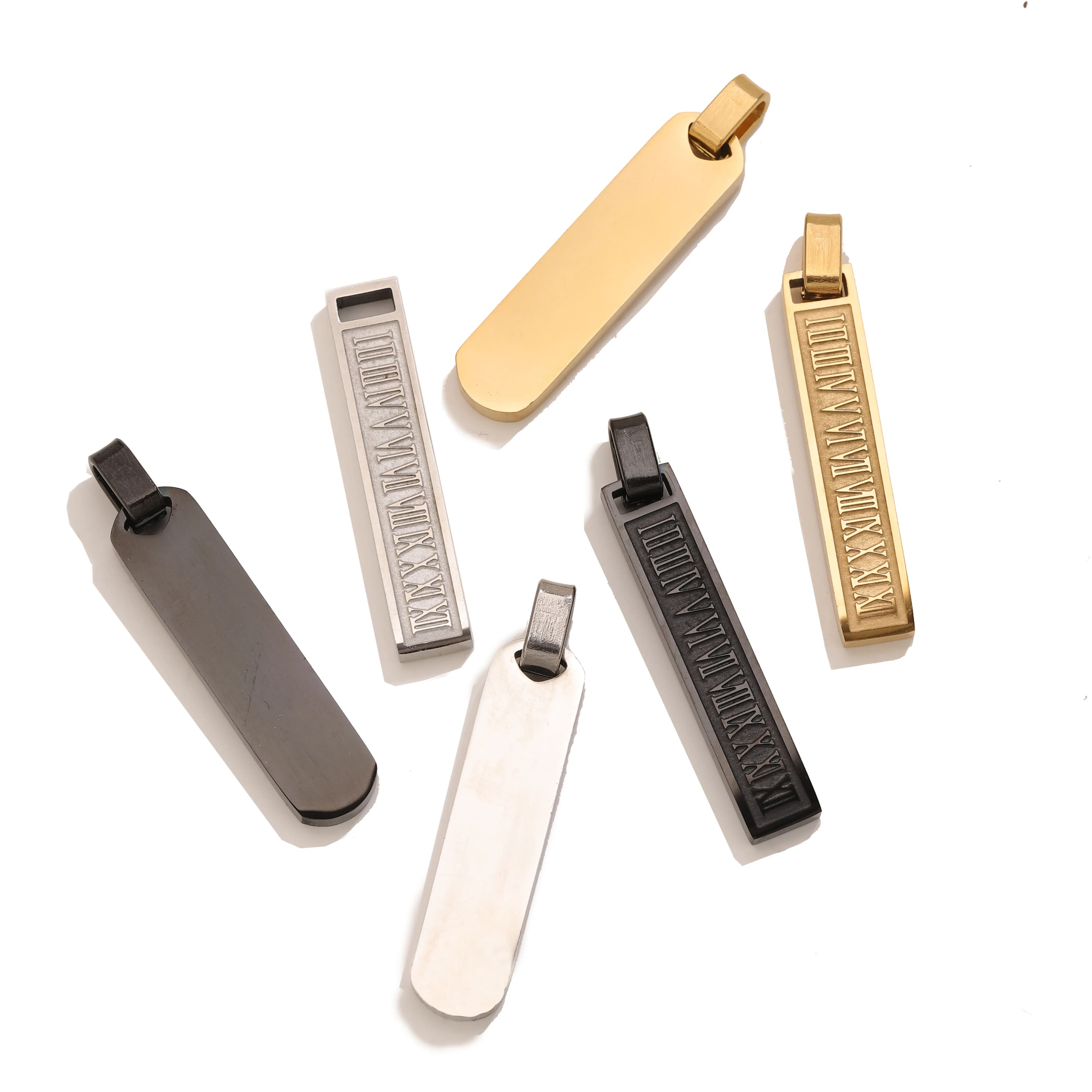 1 pcs stainless steel rectangular pendant with roman numerals diy necklace earring jewelry creation wholesale supplies