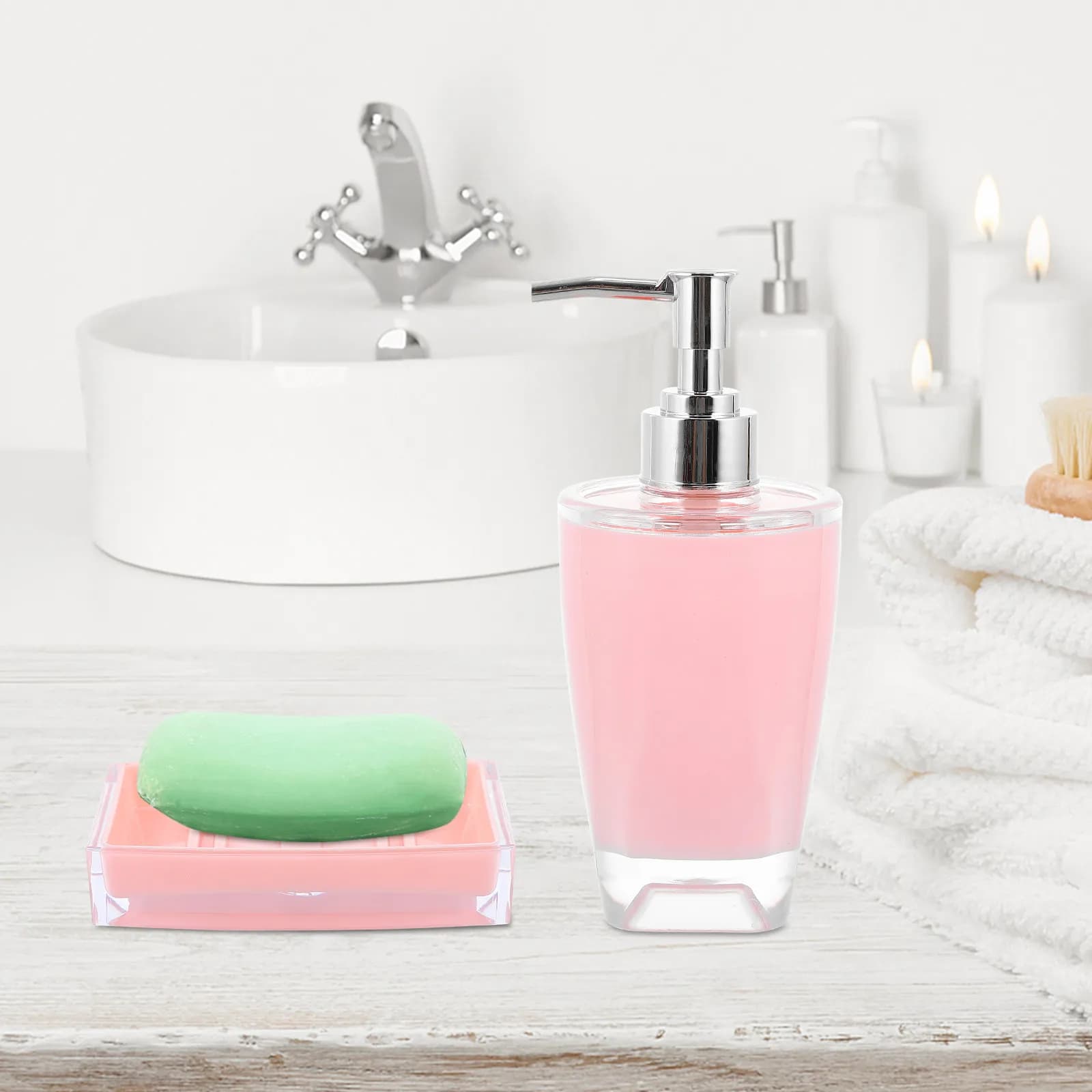Set di Accessori per Bagno, Kit Resistente per Famiglia, Hotel e Spazi Pubblici, Portasapone, Portaspazzolino, Dispenser Sapone
