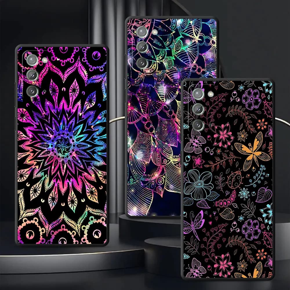 Black Case For Samsung Galaxy Note 20 Ultra 5G 10 Plus 9 TPU Phone Cover M12 J6 Plus J7 Shell Colorful Dream Catcher Watercolor