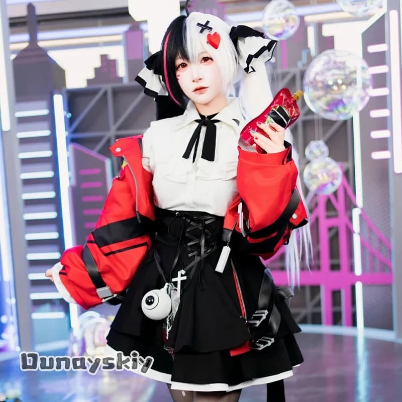 Costume Cosplay MAG COS^Anime Game Neverness To Everness Lacrimosa, Giacca Corta Rossa Y2K Punk, Abito Nero Goth Lolita Jirai Kei