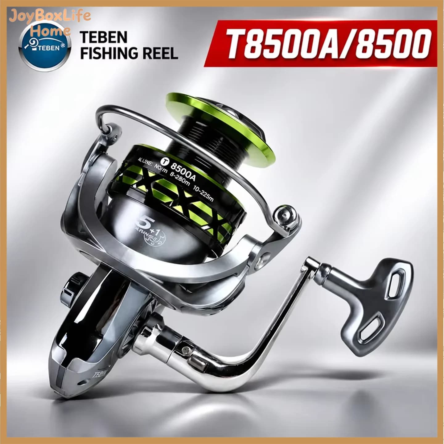 TEBEN T8500A Spinning Reel Full Metal Head Metal Spool Folding Handle Long Cast High Load Saltwater Sea Anchor Big Game Fishing