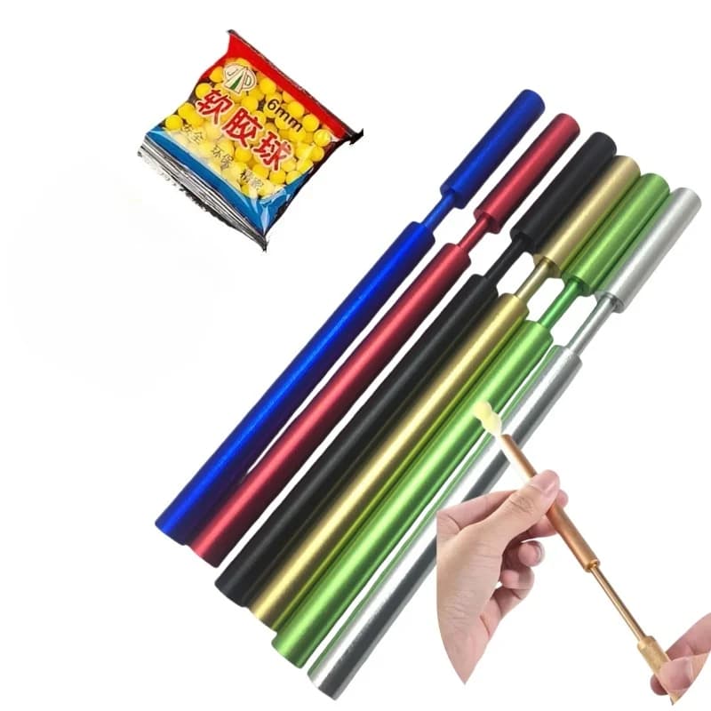1 PCS Aluminum Alloy Crackling Tube Soft Bullet Launcher Sensory Fidget Toys Kids Outdoor Pinball Game Birthday Holiday Gifts