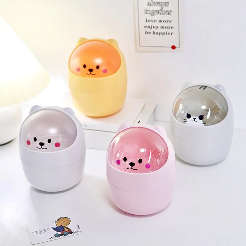 Piccolo e carino pattumiera da scrivania, casa con coperchio, comodino camera da letto, cestino per rifiuti, mini pattumiera