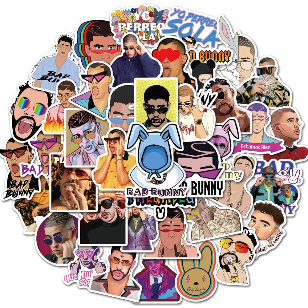 50 pezzi adesivo Bad Bunny graffiti decalcomanie regalo giocattolo adesivi per telefono valigia fai da te adesivo per bici per laptop Helment