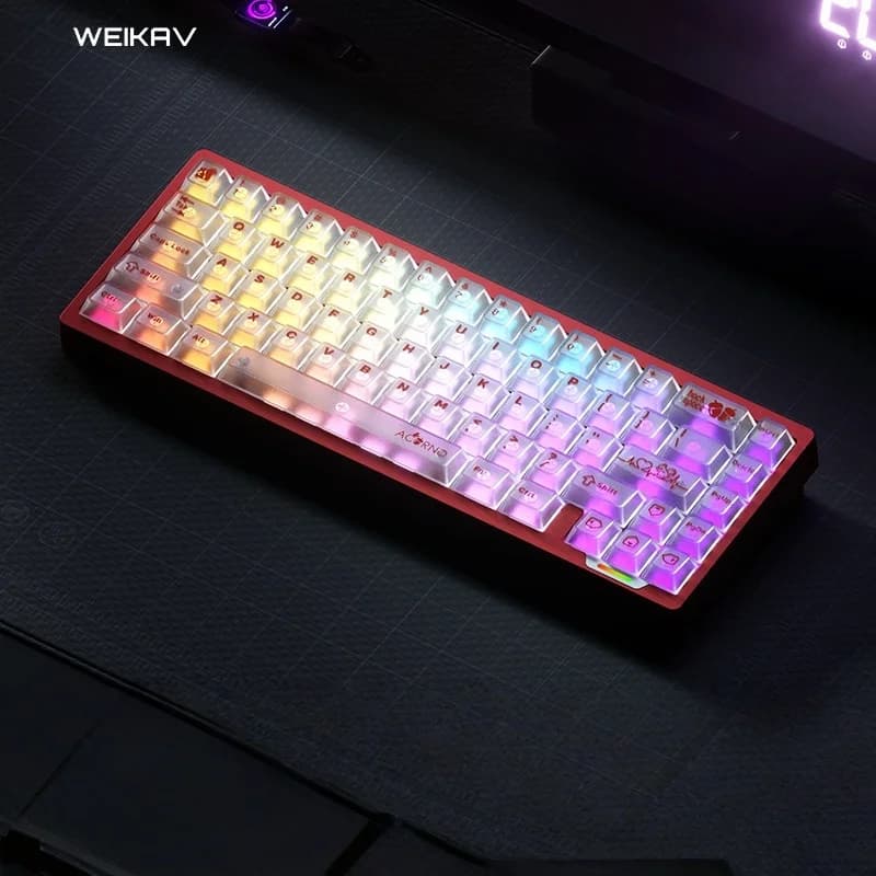 Tastiera da gioco WEIKAV lucky65 V3 wireless in lega di alluminio RGB Tri-mode Bluetooth meccanica con guarnizione CNC a sgancio rapido