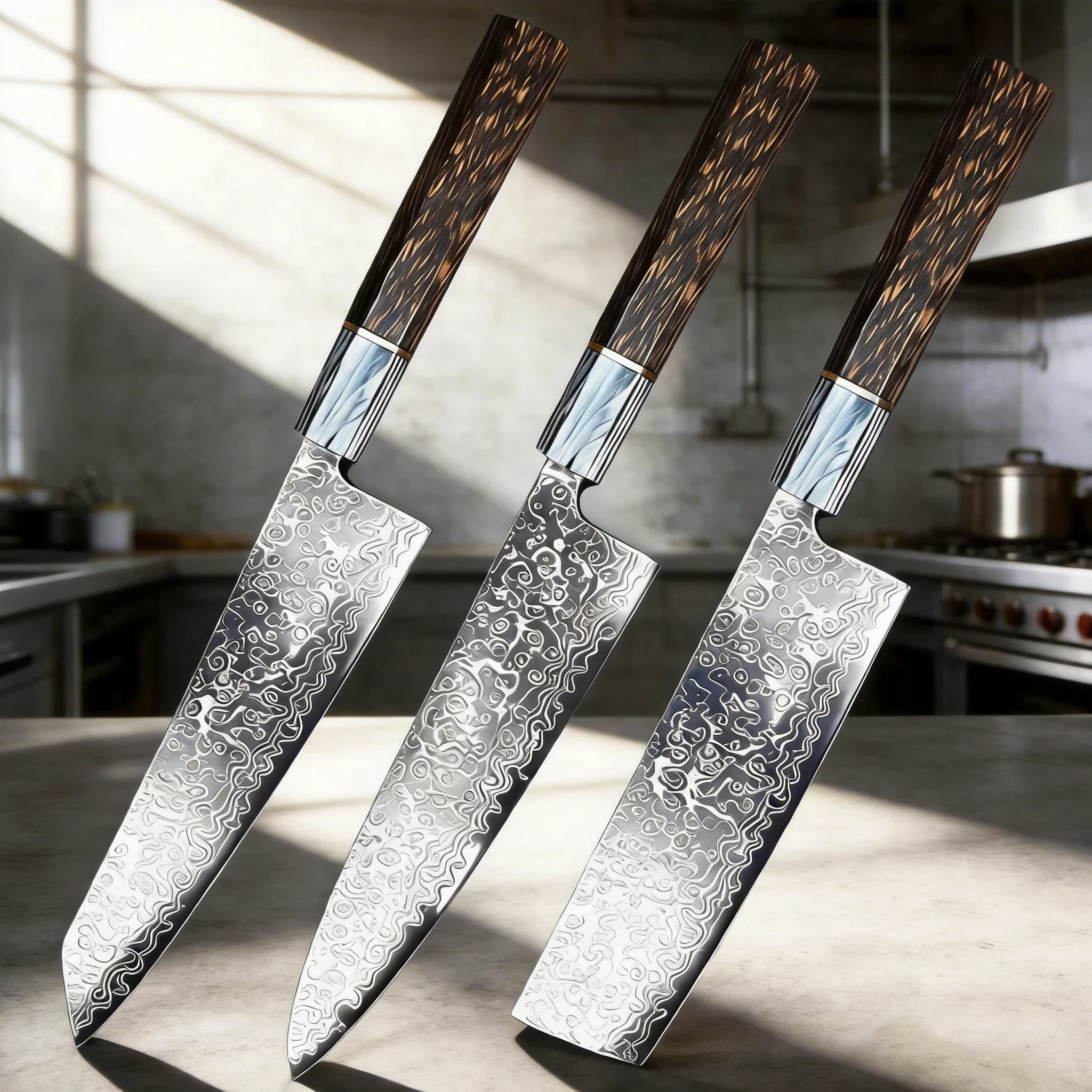 2026 New Damascus Steel Knife for Kitchen Japanese-style Multi-functional Chef's Knife Household Kitchen Knife Three-edge Knife