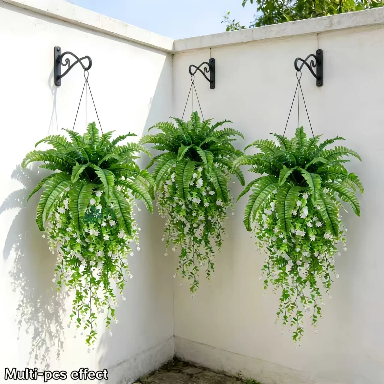 1/4pcs Artificial Persian Fern Leafs Realistic Mixed Plastic Fake Fern Hanging Plants Lush Leaves Real Touch