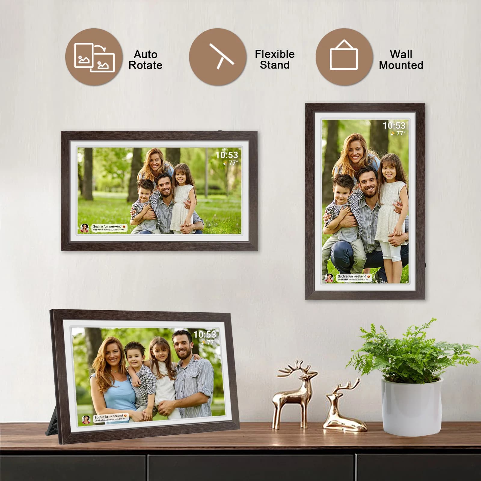 WiFi Digital Photo Frame 21.5-inch Frameo app to share pictures and videos through mobile smart wall digital photo frames